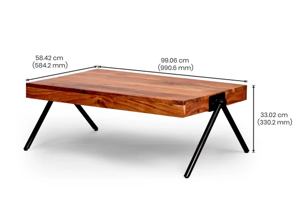 Diana Centre Table with Metal Frame and Wooden Top